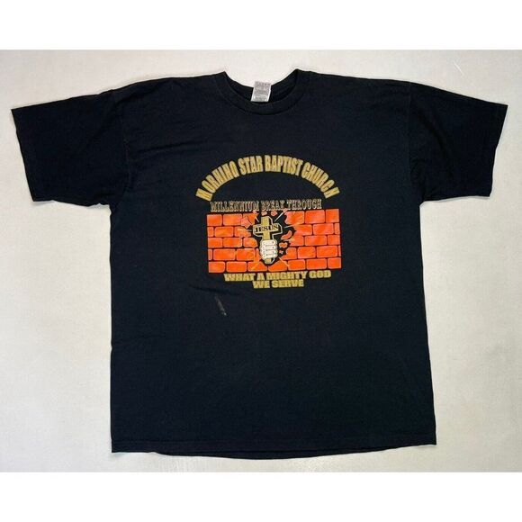 VINTAGE Jesus Morning Star Baptist Church T-shirt Men XXL Black God Religion - Picture 1 of 7